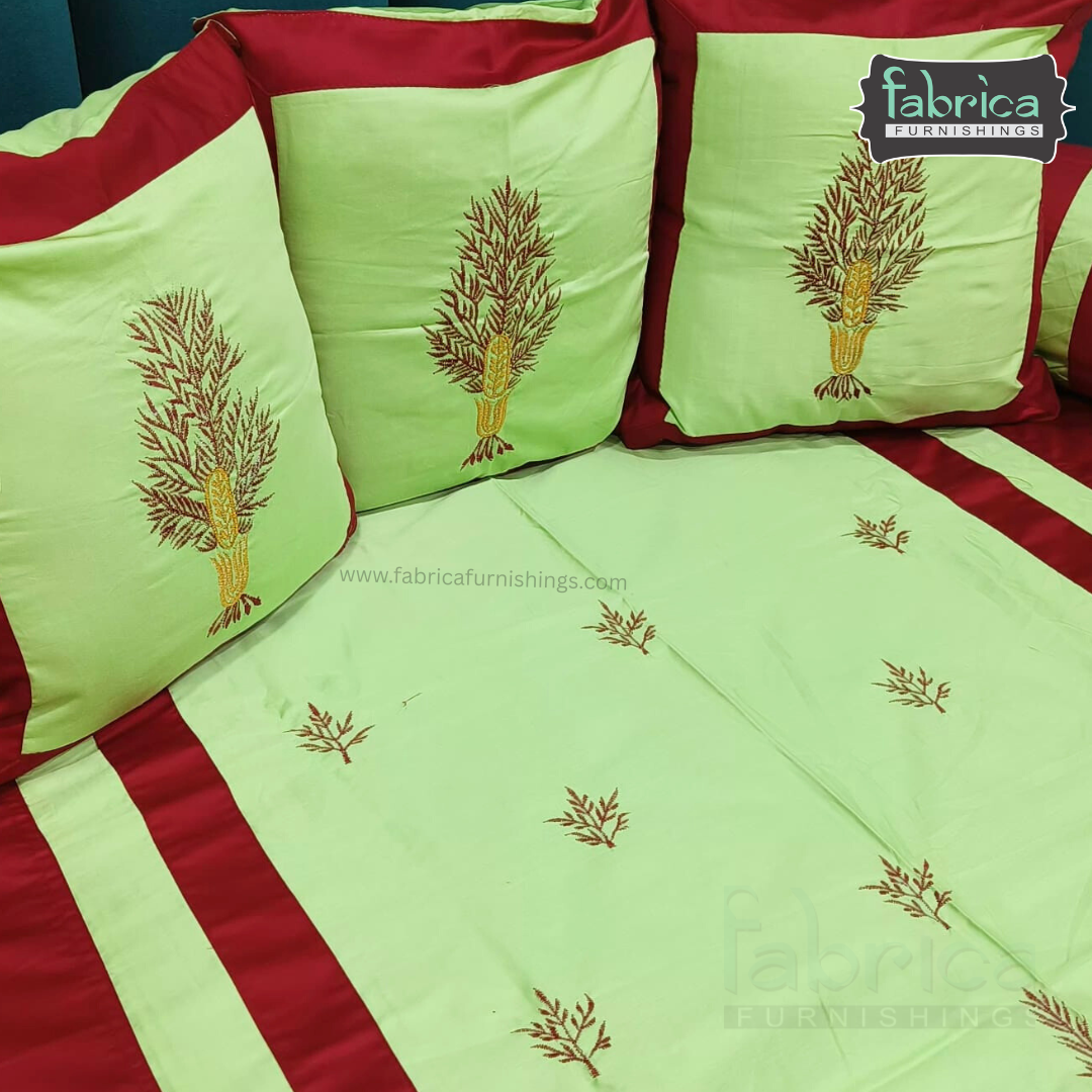 Decor Classic Designer Pure Cotton 8 Pcs Embroidered Diwan Set