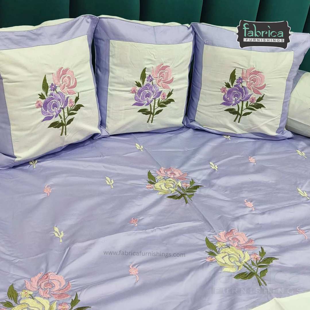 Decor Classic Designer Pure Cotton 8 Pcs Embroidered Diwan Set