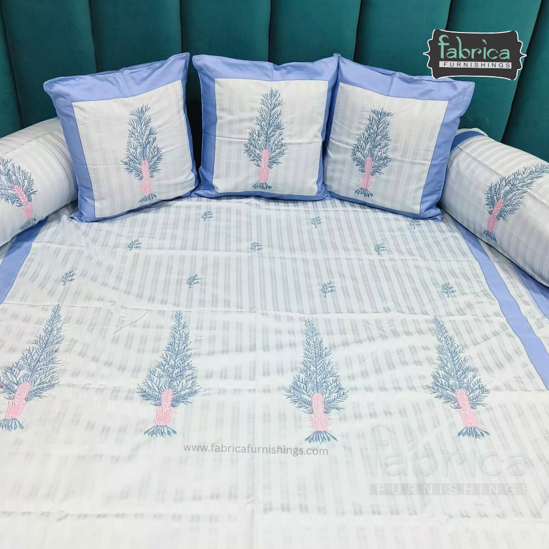 Decor Classic Designer Pure Cotton 8 Pcs Embroidered Diwan Set