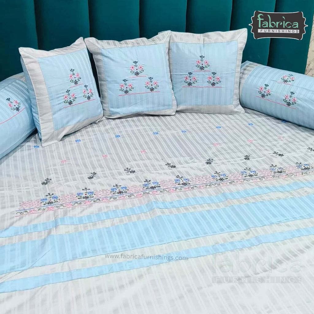 Decor Classic Designer Pure Cotton 8 Pcs Embroidered Diwan Set