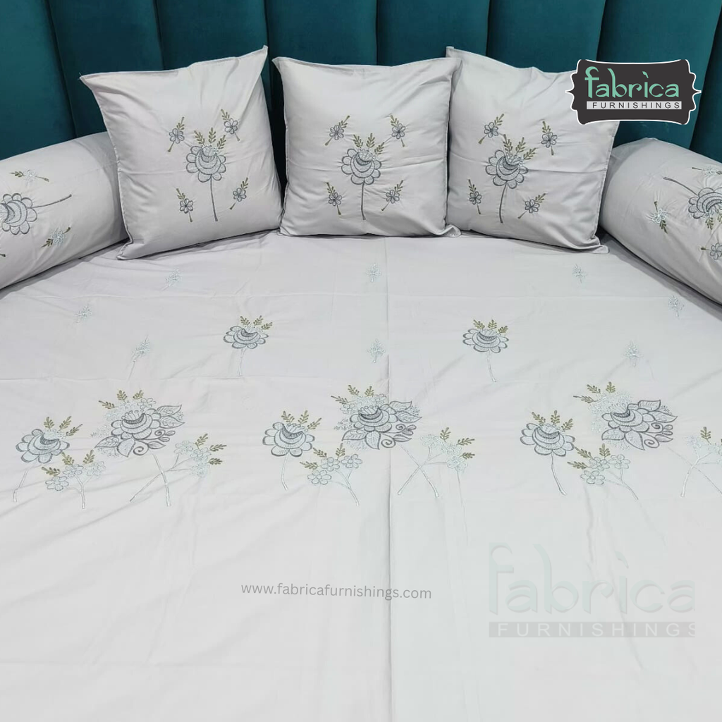 Decor Classic Designer Pure Cotton 8 Pcs Embroidered Diwan Set