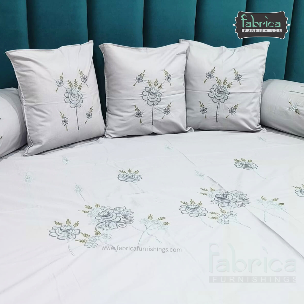 Decor Classic Designer Pure Cotton 8 Pcs Embroidered Diwan Set