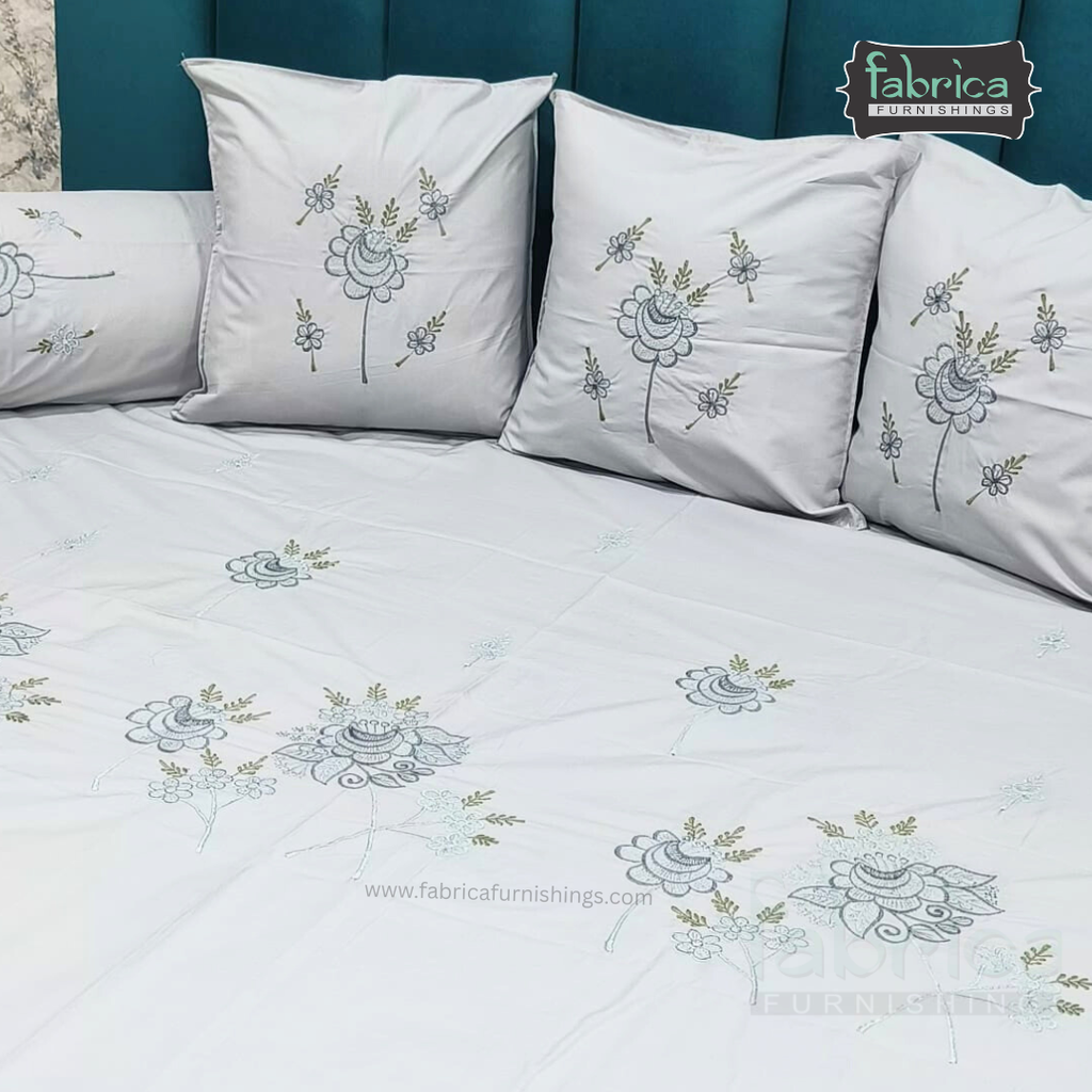 Decor Classic Designer Pure Cotton 8 Pcs Embroidered Diwan Set