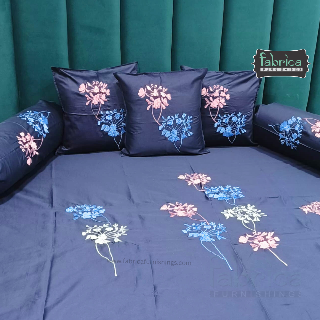 Decor Classic Designer Pure Cotton 8 Pcs Embroidered Diwan Set