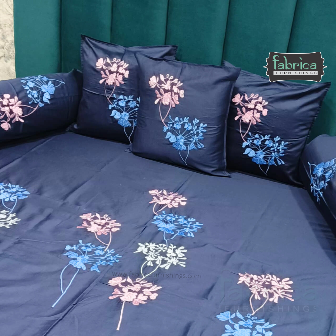 Decor Classic Designer Pure Cotton 8 Pcs Embroidered Diwan Set