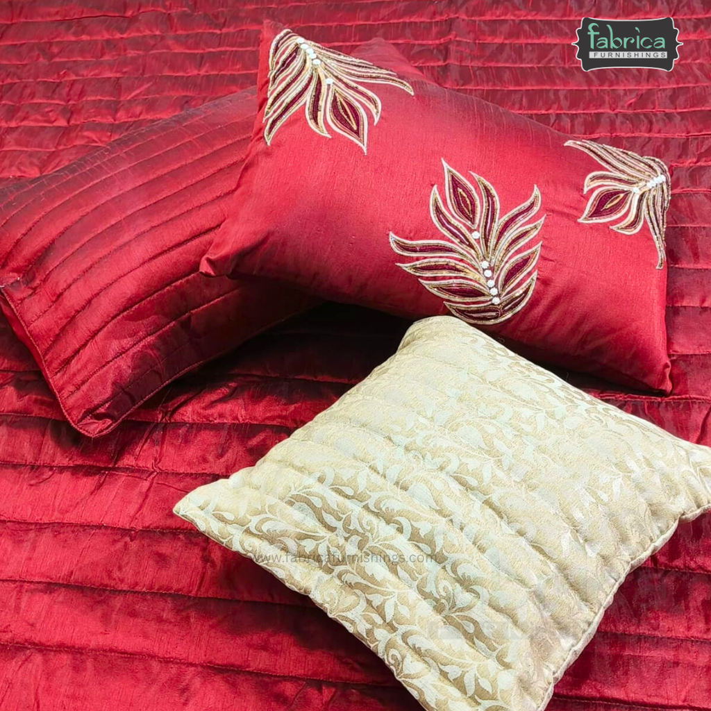 Maroon Majesty Designer Quilted King Size 6 Pcs Bedspread