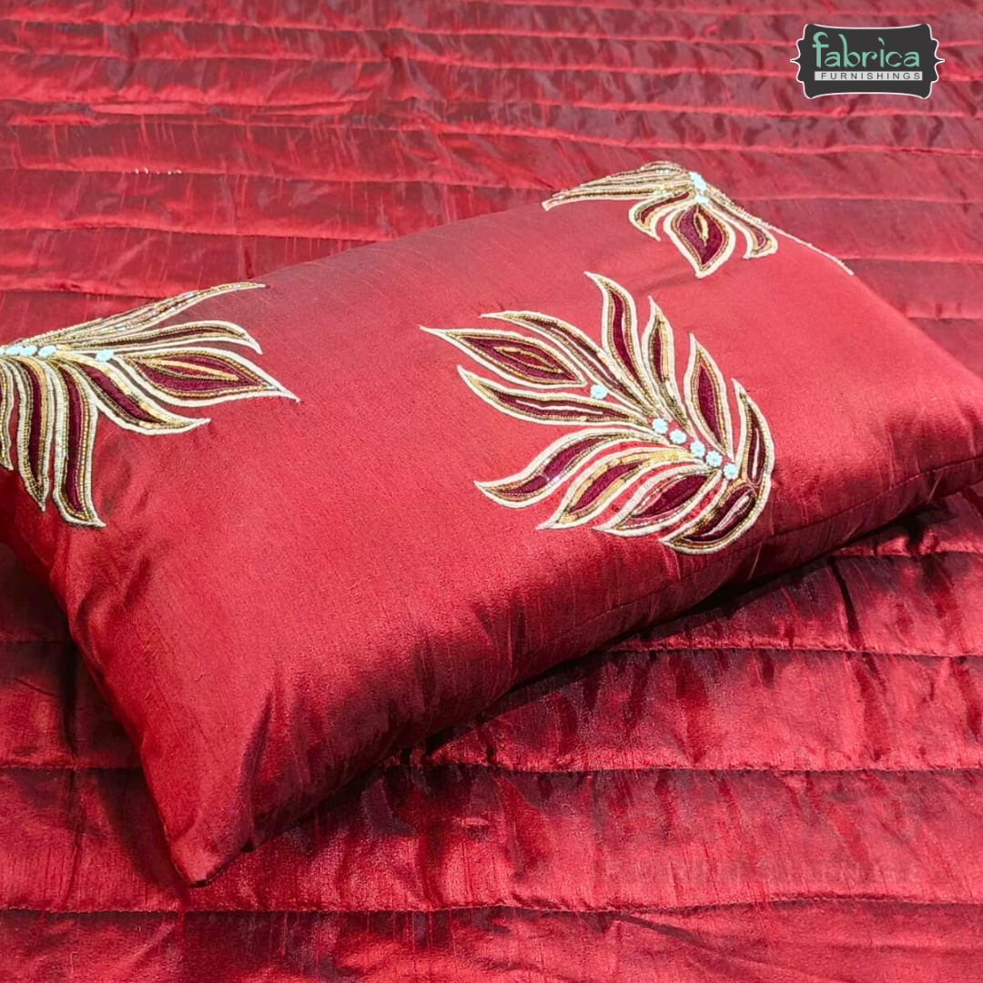 Maroon Majesty Designer Quilted King Size 6 Pcs Bedspread
