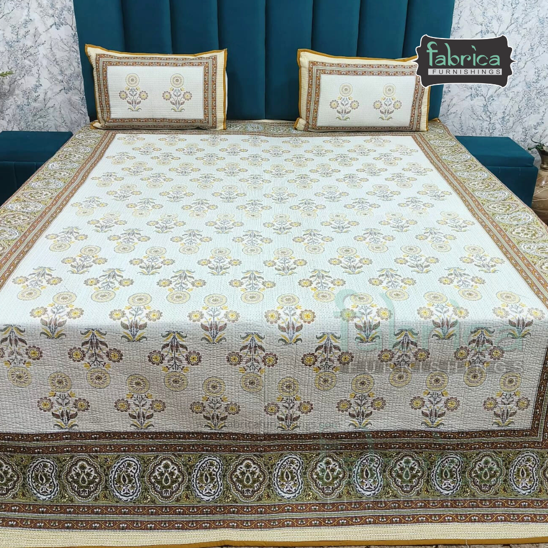 Rajwada Handblock Quilted Reversible Pure Cotton Bedcover