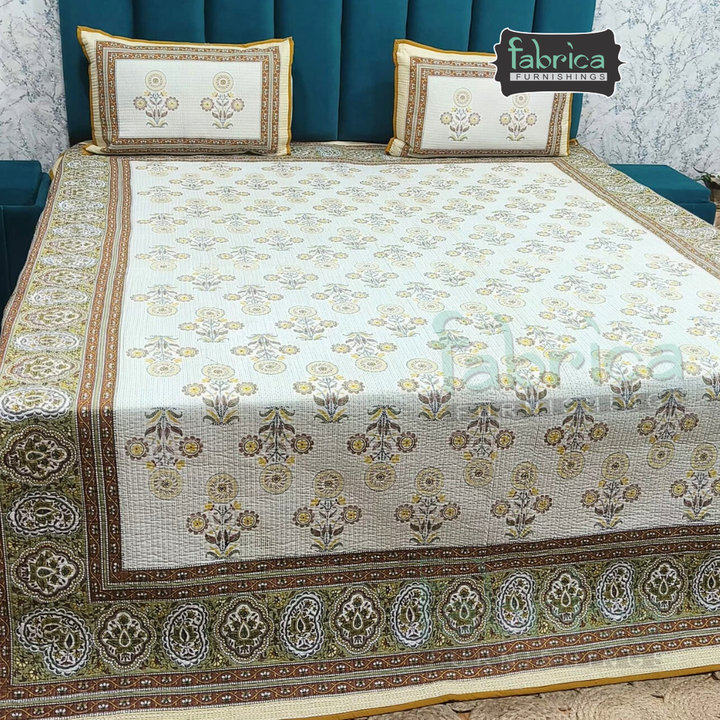 Rajwada Handblock Quilted Reversible Pure Cotton Bedcover