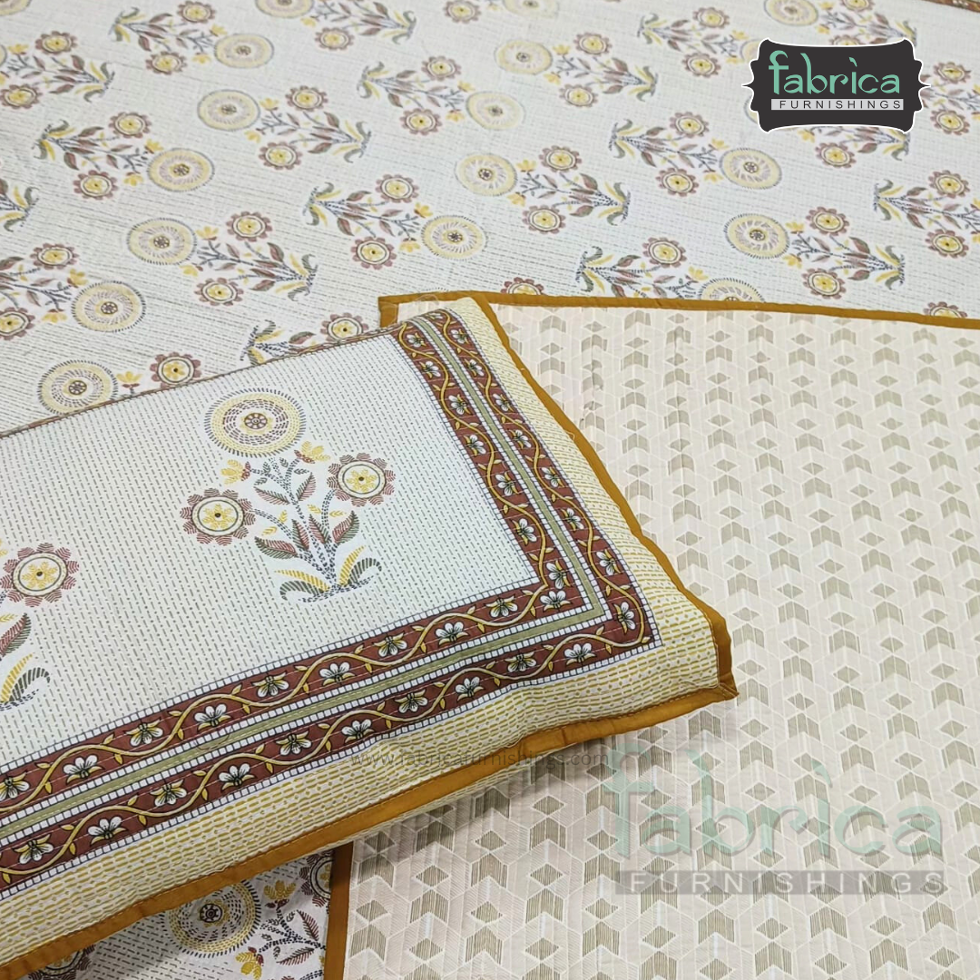 Rajwada Handblock Quilted Reversible Pure Cotton Bedcover