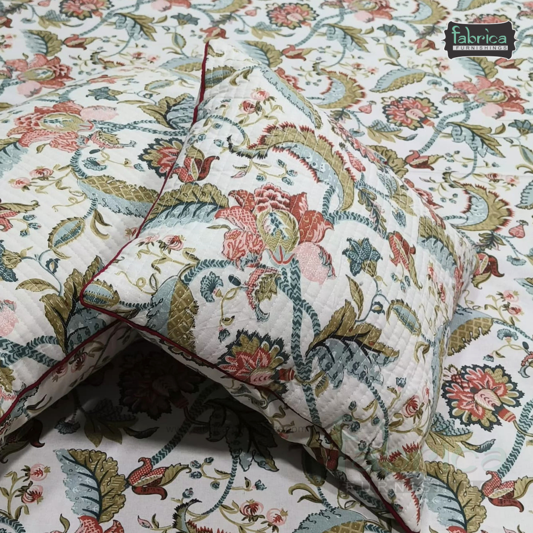 Anokhi Printed Quilted 5 pcs King Size Bedsheet Set