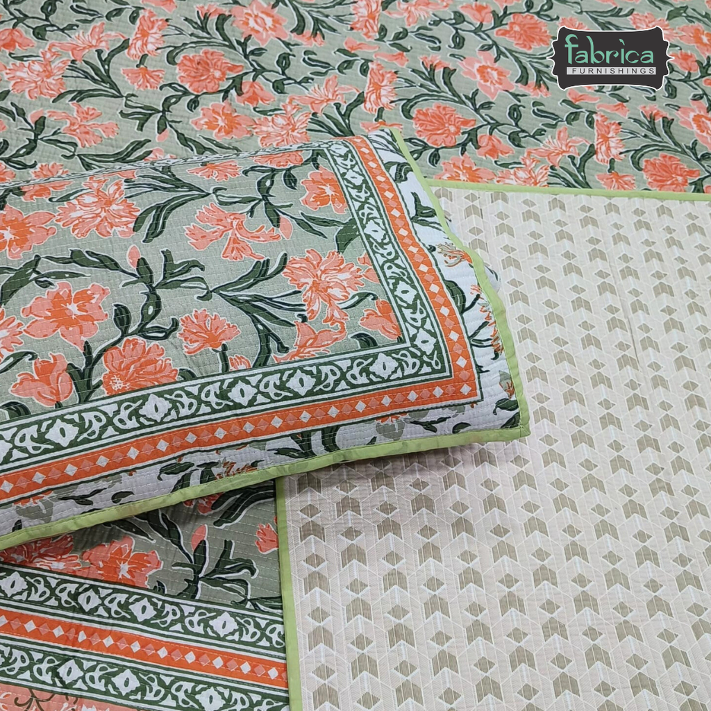 Rajwada Handblock Quilted Reversible Pure Cotton Bedcover