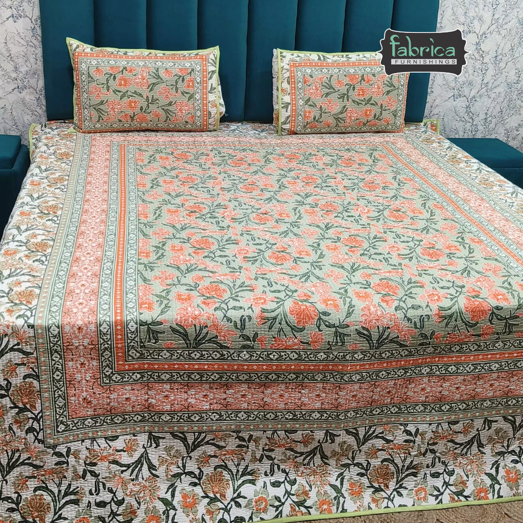 Rajwada Handblock Quilted Reversible Pure Cotton Bedcover