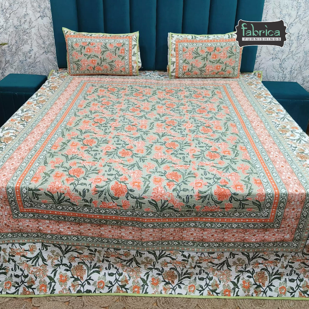 Rajwada Handblock Quilted Reversible Pure Cotton Bedcover