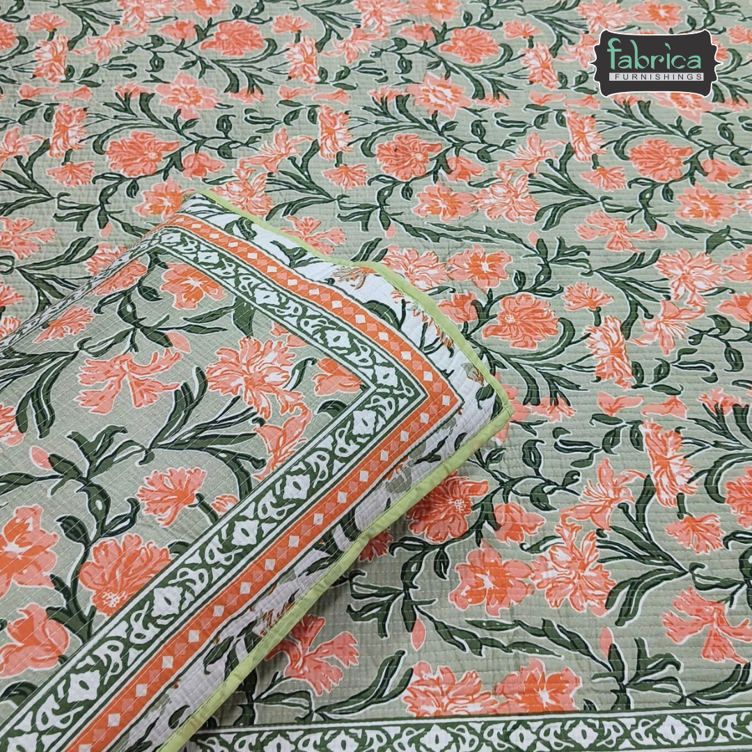 Rajwada Handblock Quilted Reversible Pure Cotton Bedcover