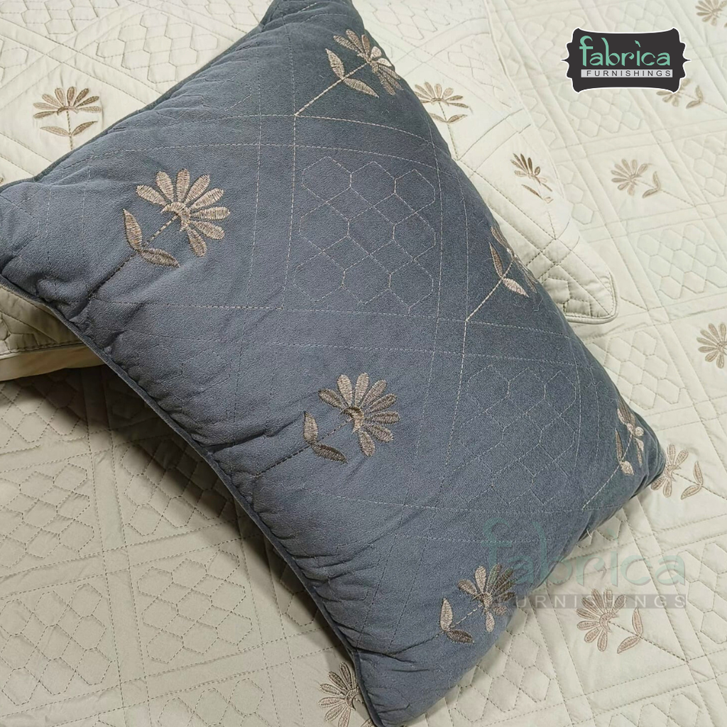 Monarch Quilted Embroidered 5 Piece Bedding Set