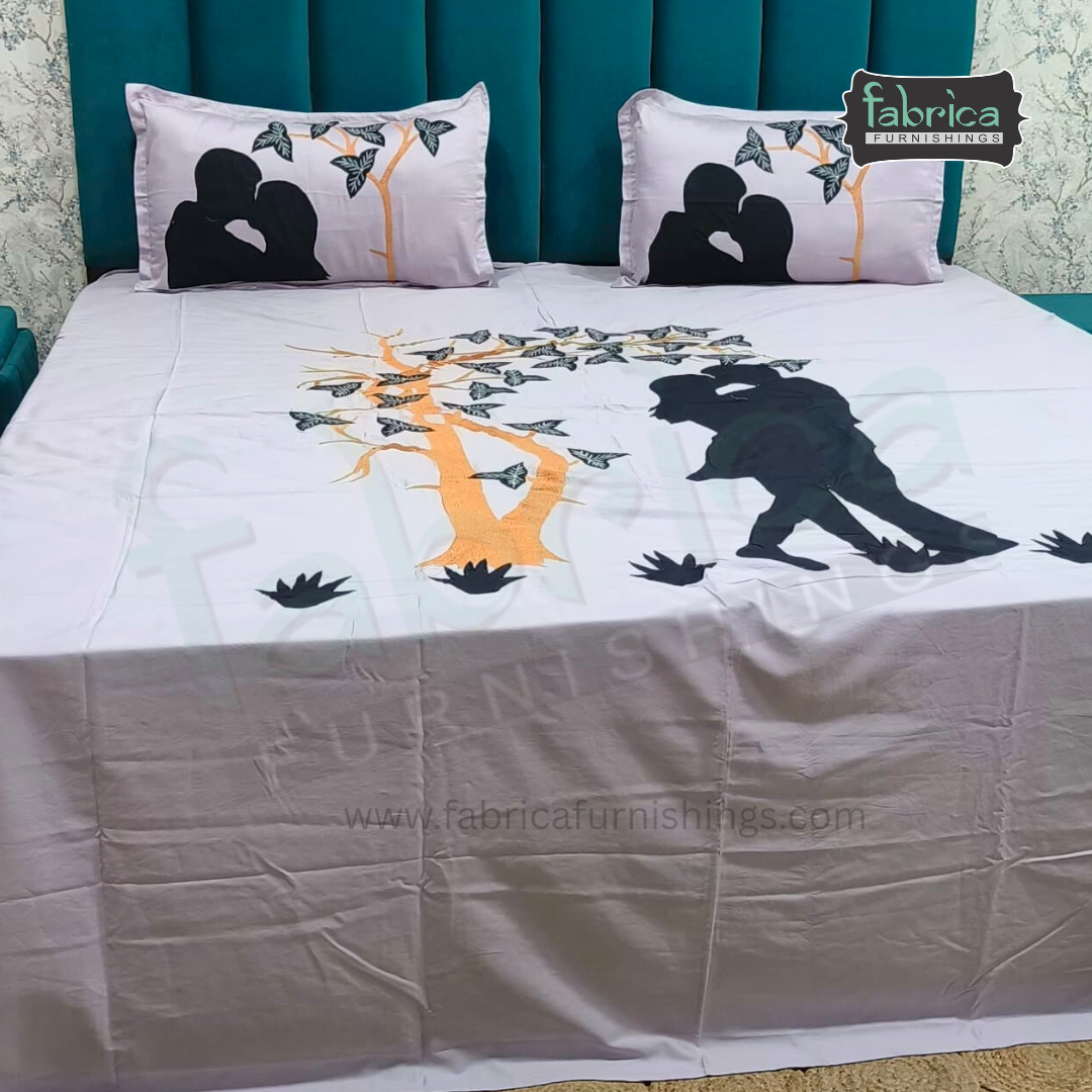 Fabby Home Designer  Embroider king Size pure cotton Bed Sheets