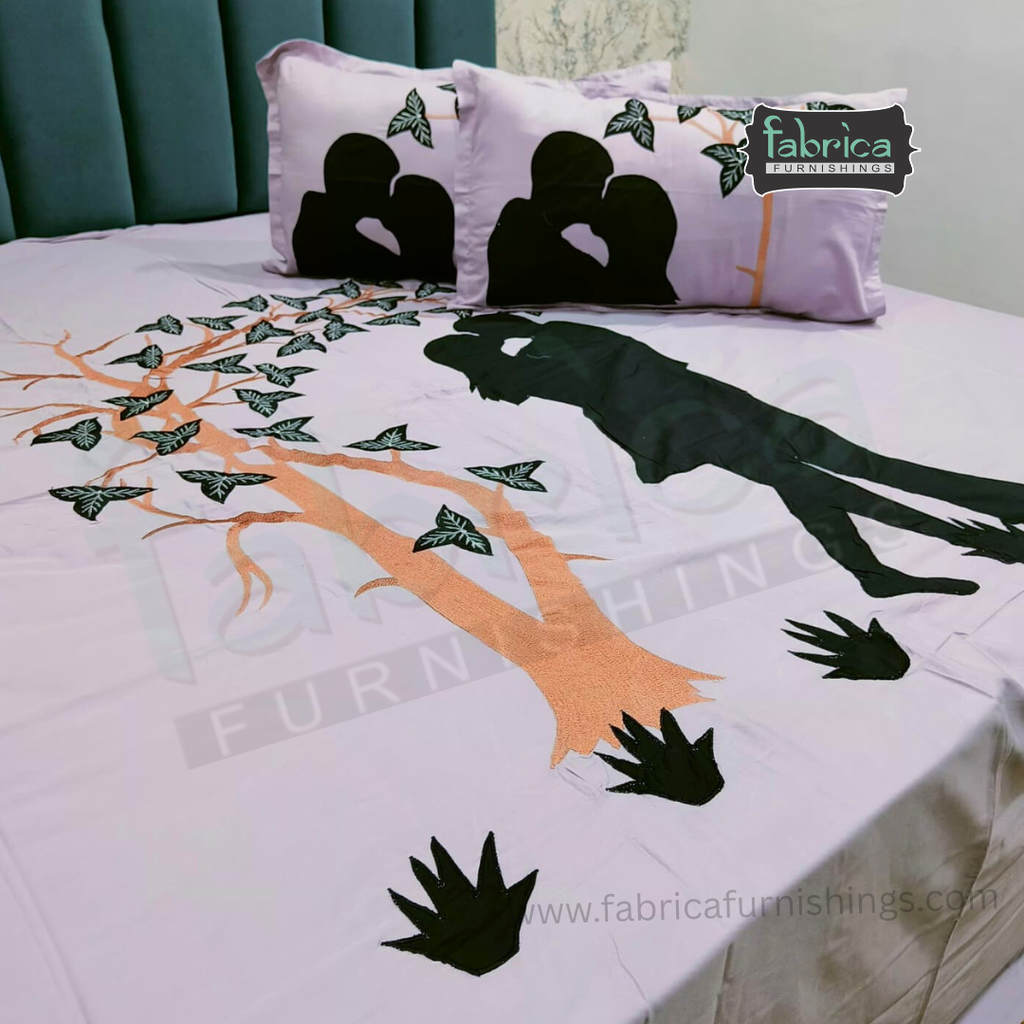 Fabby Home Designer  Embroider king Size pure cotton Bed Sheets