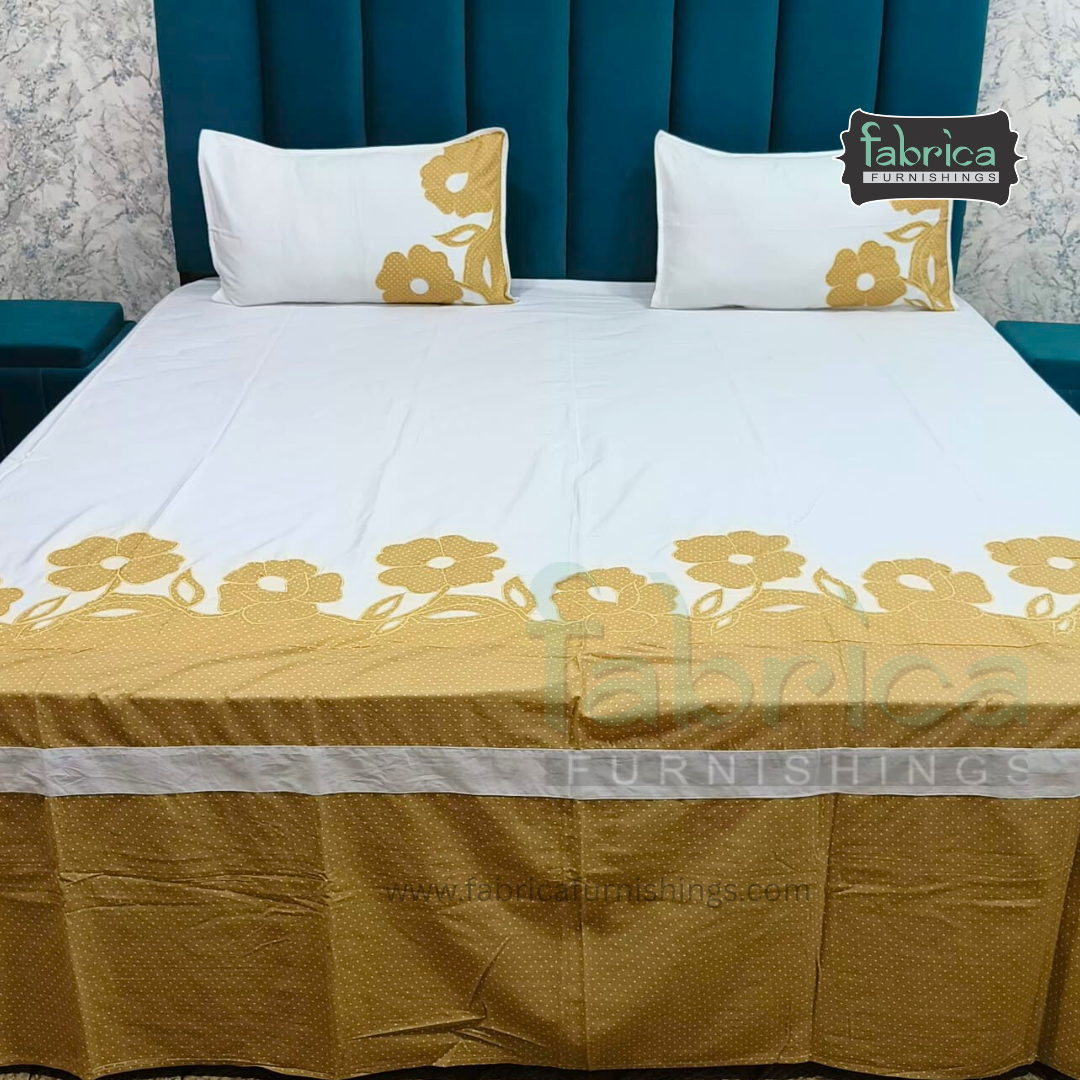 Fabby Home Designer  Embroider king Size pure cotton Bed Sheets