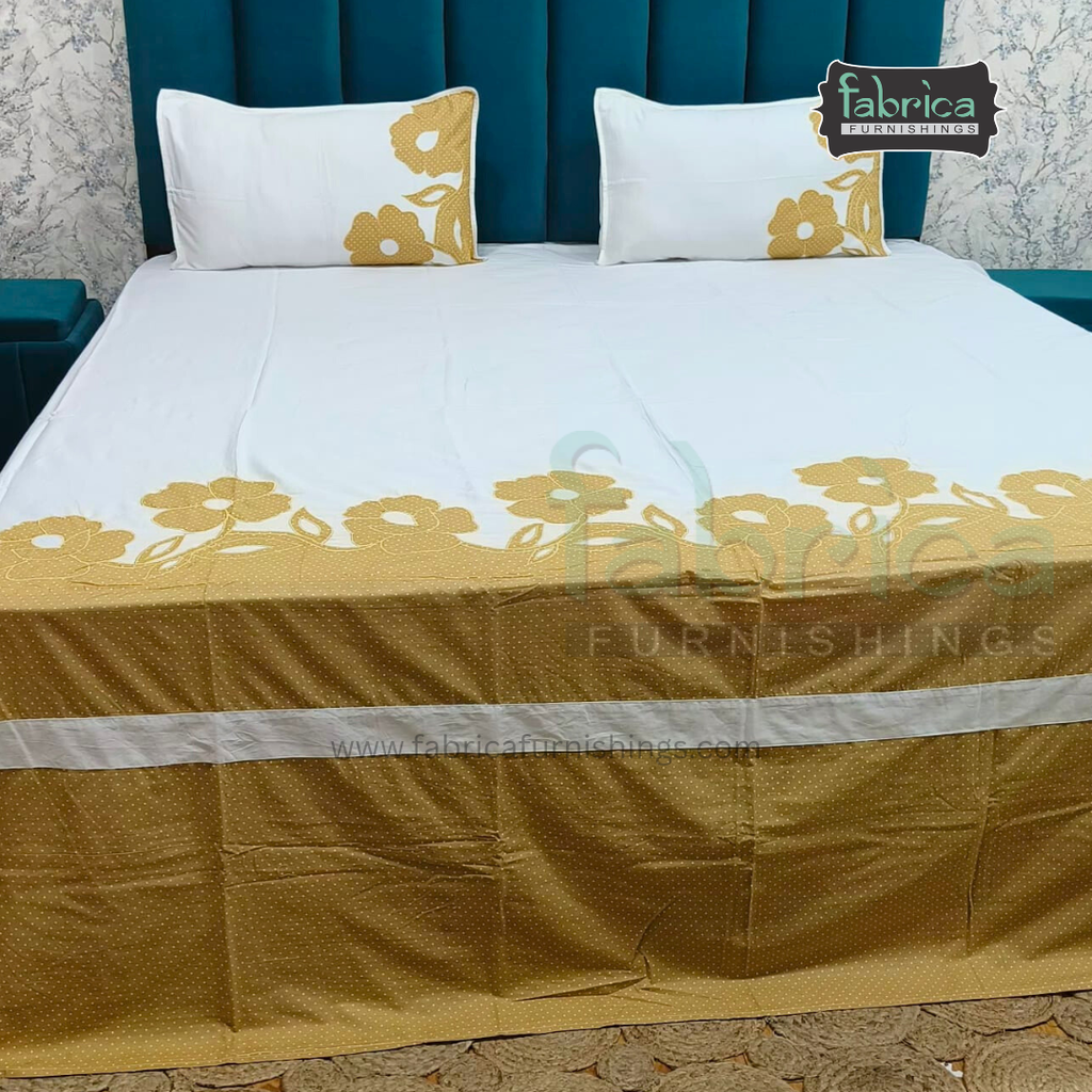 Fabby Home Designer  Embroider king Size pure cotton Bed Sheets