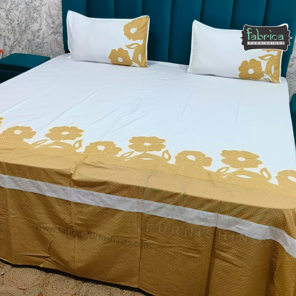Fabby Home Designer  Embroider king Size pure cotton Bed Sheets