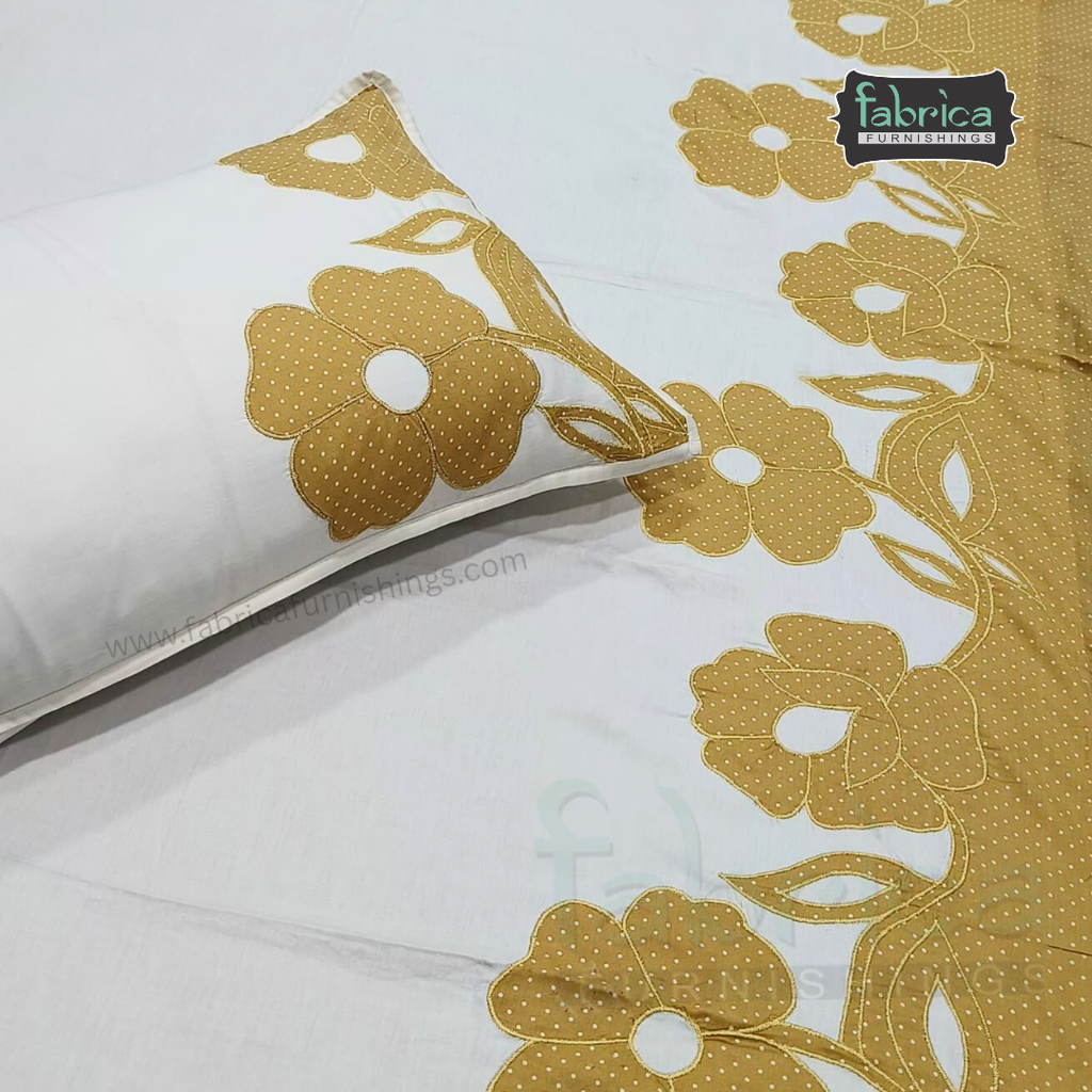 Fabby Home Designer  Embroider king Size pure cotton Bed Sheets