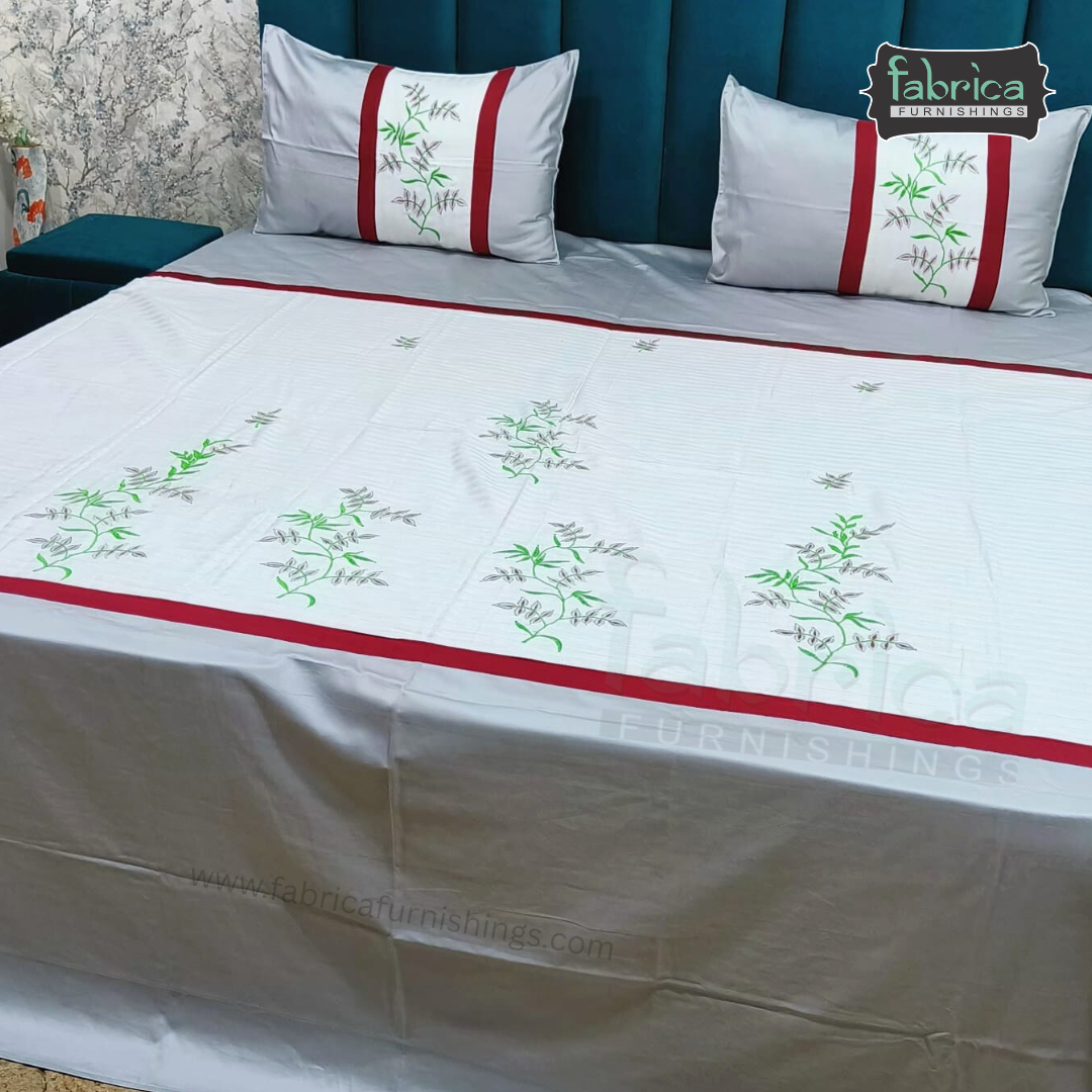 Fabby Home Designer  Embroider king Size pure cotton Bed Sheets