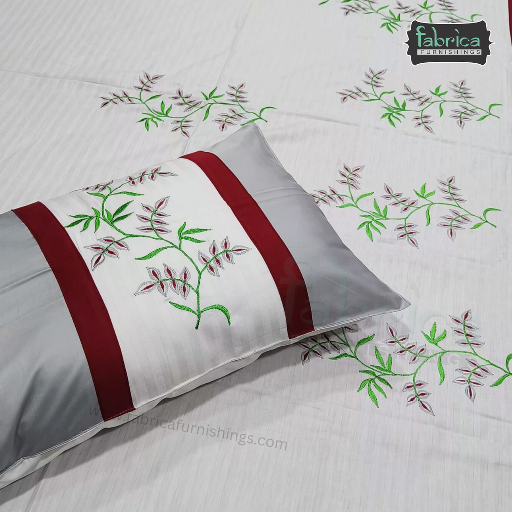 Fabby Home Designer  Embroider king Size pure cotton Bed Sheets