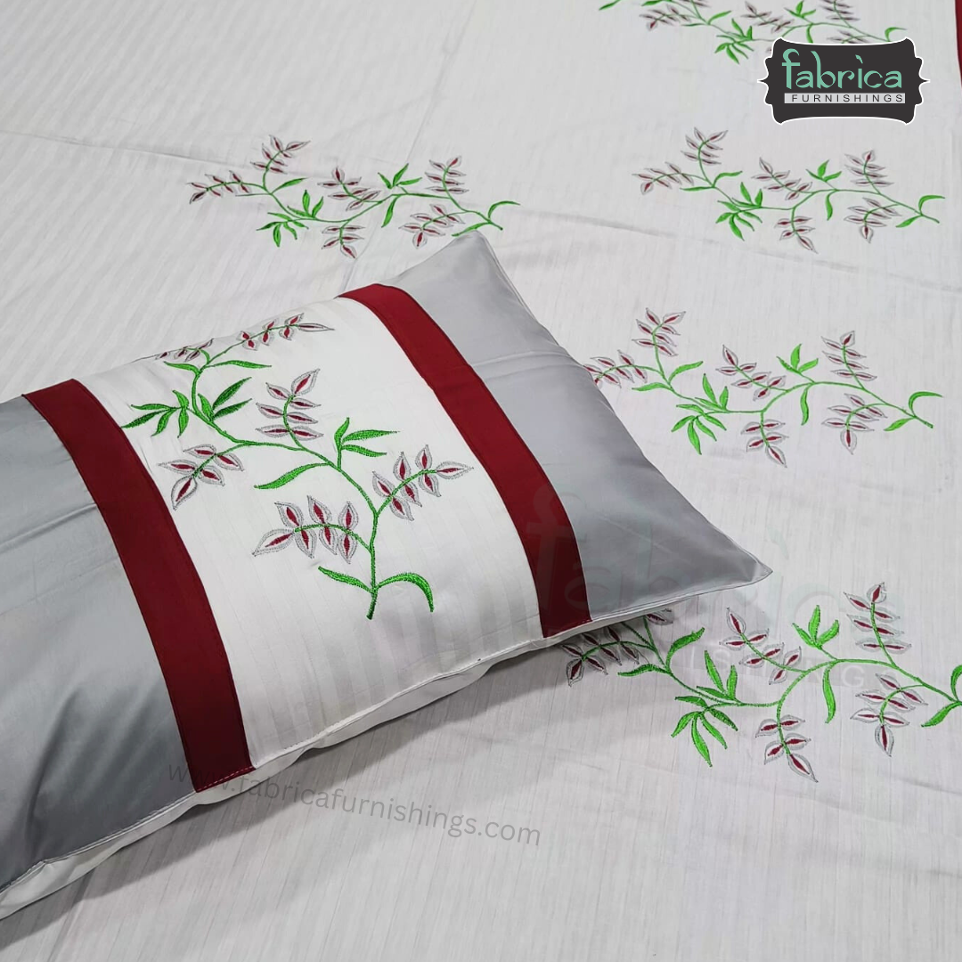 Fabby Home Designer  Embroider king Size pure cotton Bed Sheets