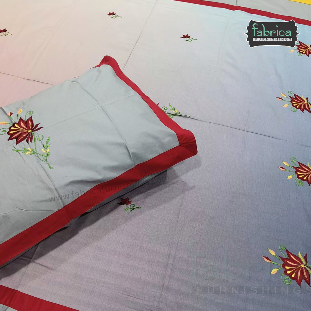 Fabby Home Designer  Embroider Queen Size pure cotton Bed Sheets