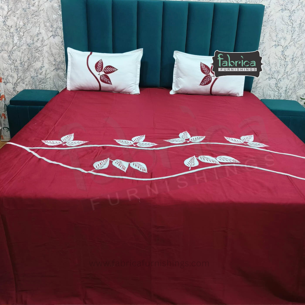 Fabby Home Designer  Embroider king Size pure cotton Bed Sheets
