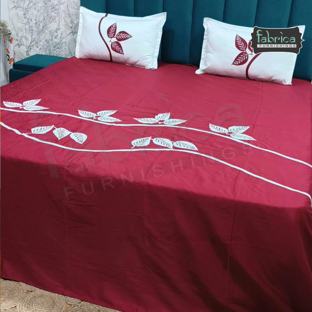 Fabby Home Designer  Embroider king Size pure cotton Bed Sheets