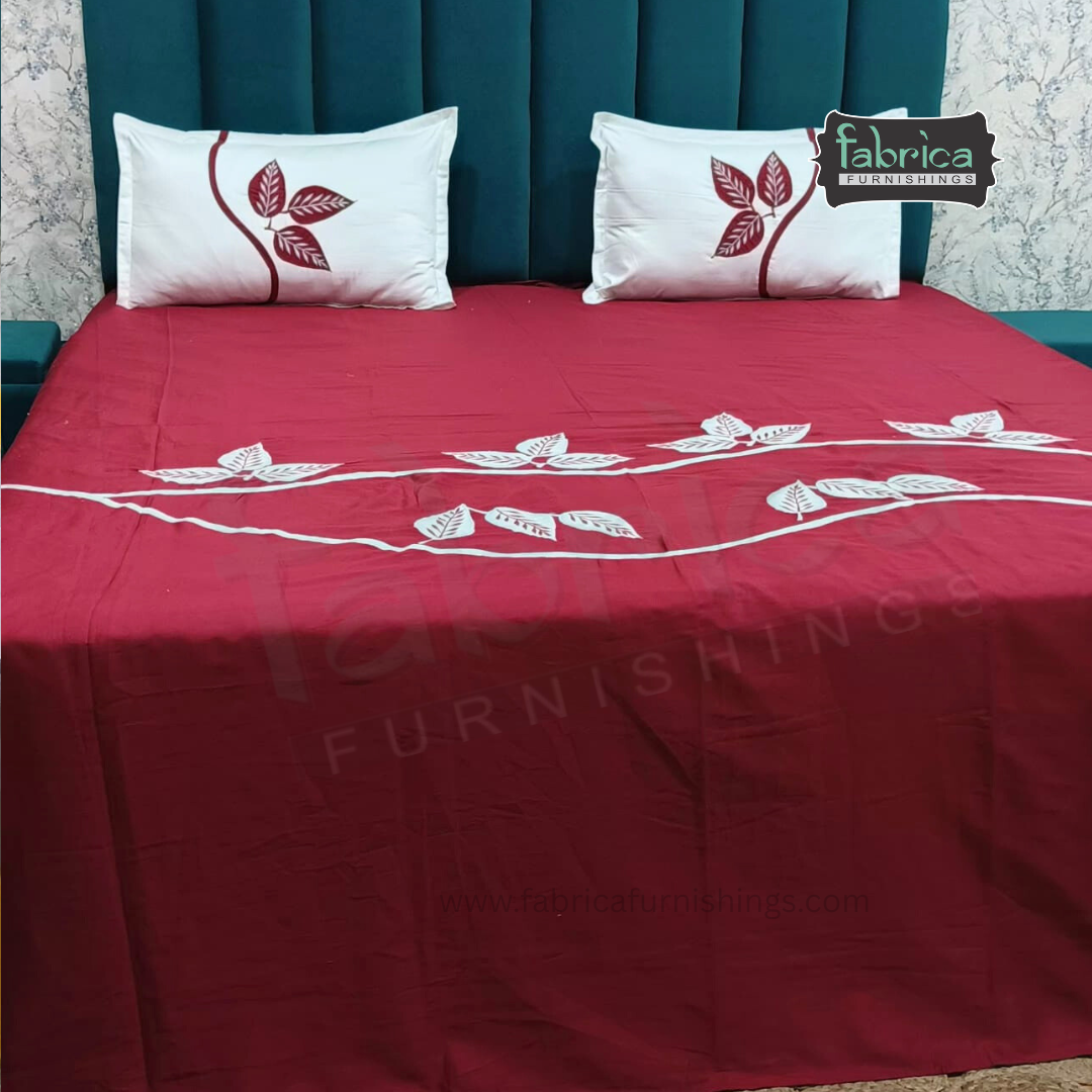 Fabby Home Designer  Embroider king Size pure cotton Bed Sheets