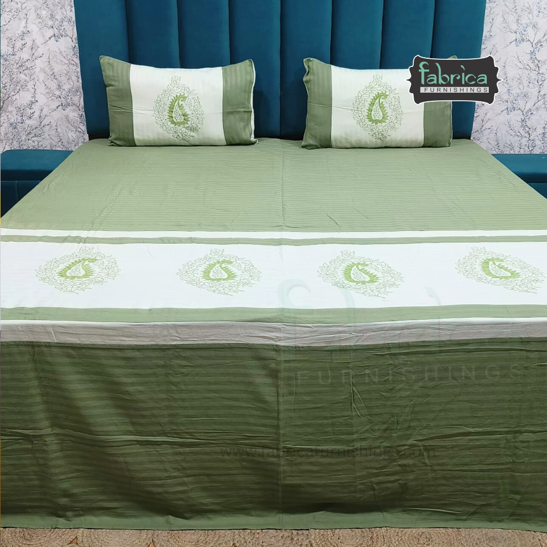 Fabby Home Designer  Embroider king Size pure cotton Bed Sheets