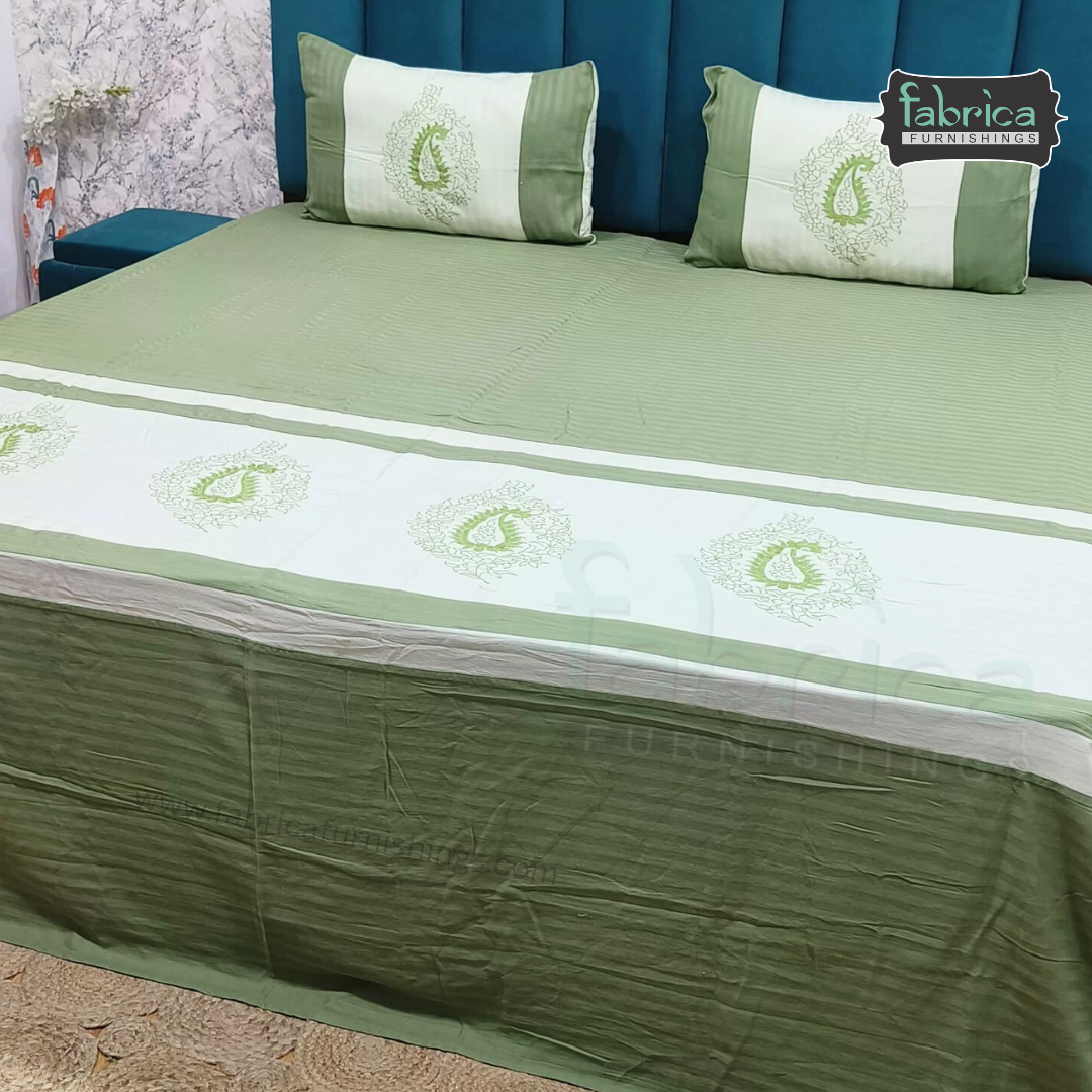 Fabby Home Designer  Embroider king Size pure cotton Bed Sheets