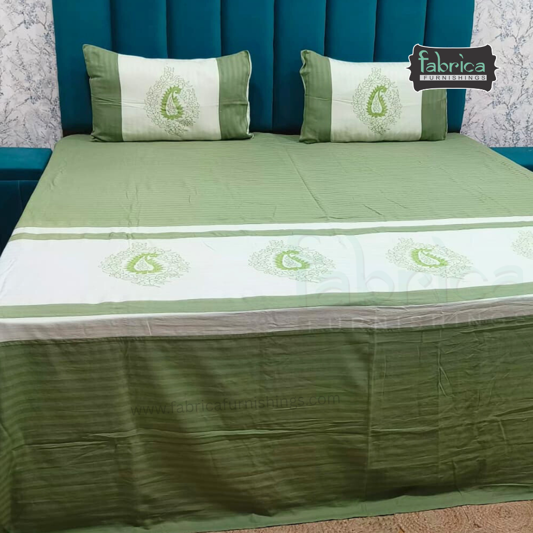 Fabby Home Designer  Embroider king Size pure cotton Bed Sheets