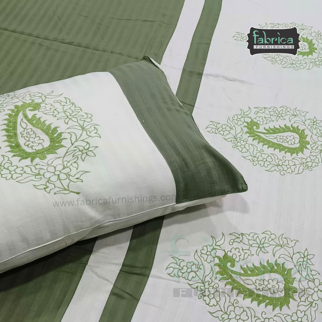 Fabby Home Designer  Embroider king Size pure cotton Bed Sheets