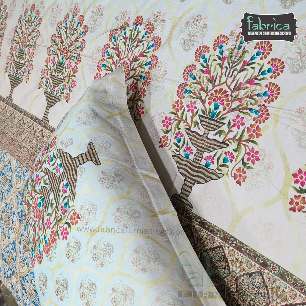 Digital Raga Printed King Size (400 Tc) Pure Cotton Bedsheet