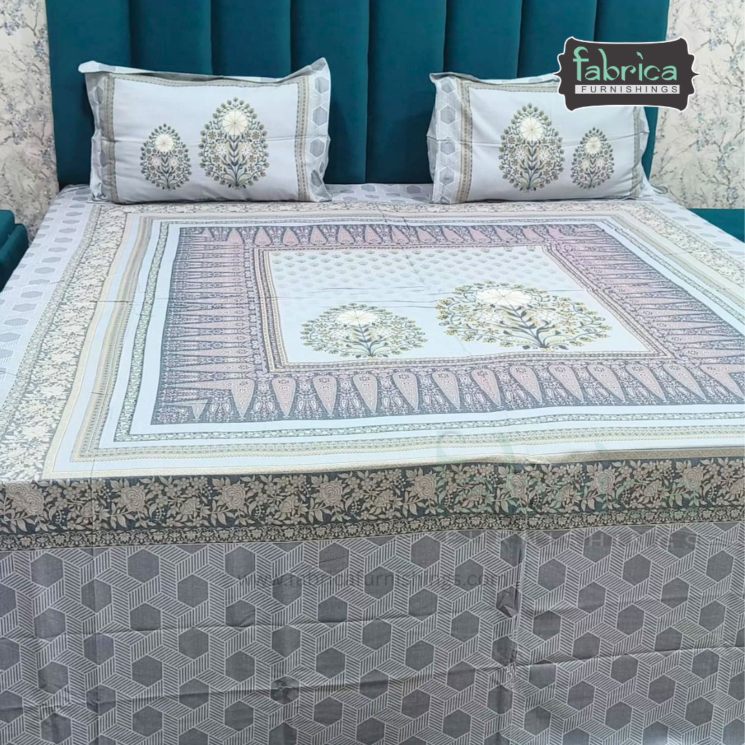 Digital Raga Printed King Size (400 Tc) Pure Cotton Bedsheet