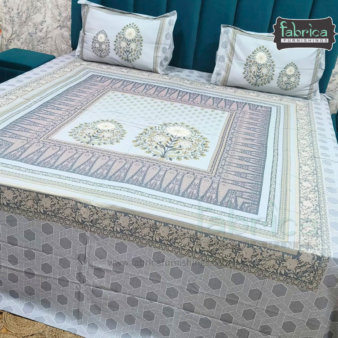 Digital Raga Printed King Size (400 Tc) Pure Cotton Bedsheet
