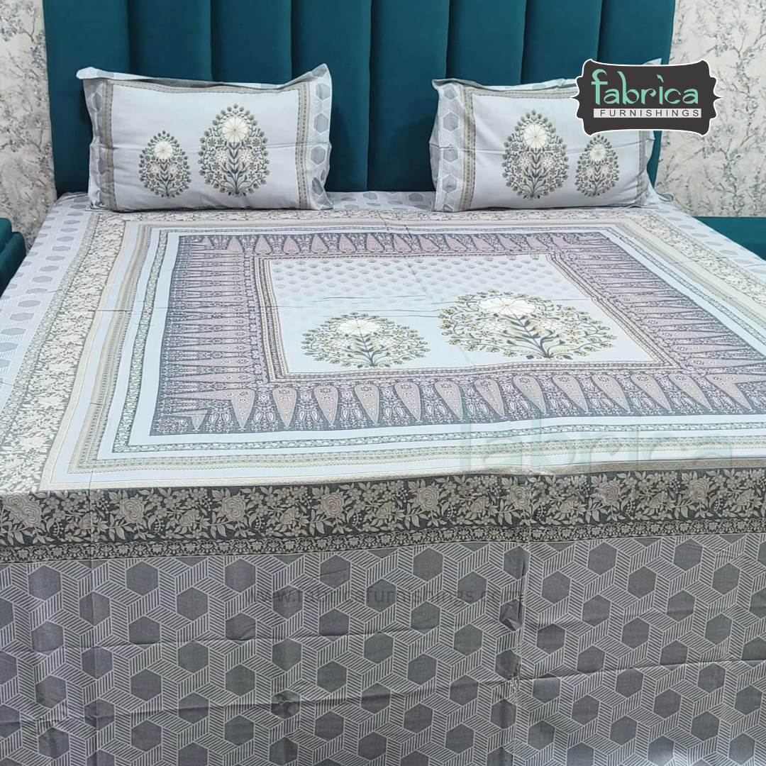 Digital Raga Printed King Size (400 Tc) Pure Cotton Bedsheet