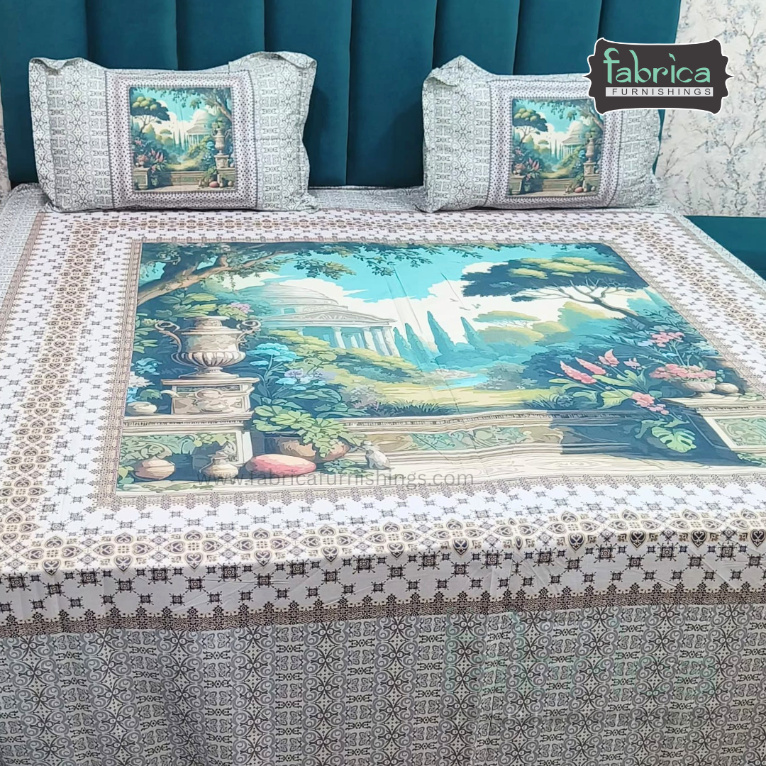 Digital Raga Printed King Size (400 Tc) Pure Cotton Bedsheet