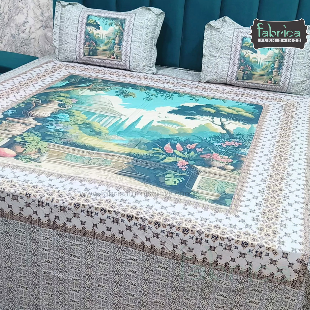 Digital Raga Printed King Size (400 Tc) Pure Cotton Bedsheet
