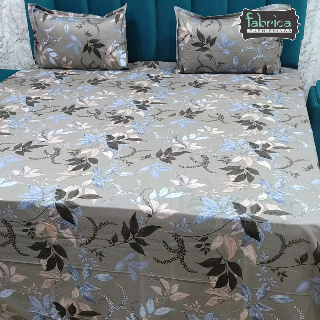Abstract Dark Base Printed Premium Pure Cotton King Size Bedsheet