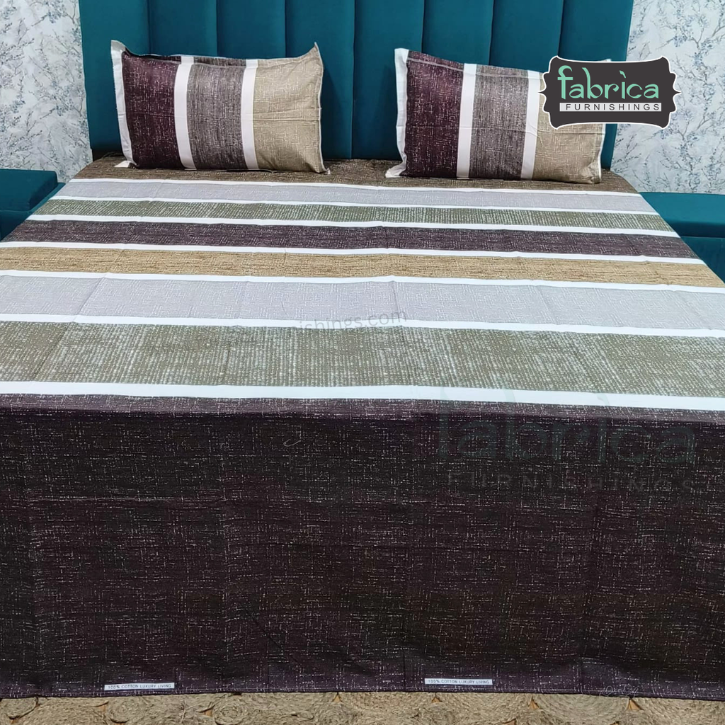 Abstract Dark Base Printed Premium Pure Cotton King Size Bedsheet