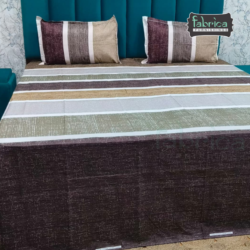 Abstract Dark Base Printed Premium Pure Cotton King Size Bedsheet