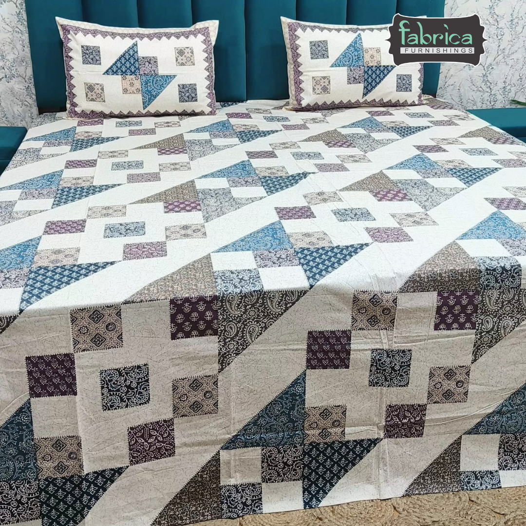 Sitara Handblock Designer Printed Premium Pure Cotton Kingsize Bed Sheets
