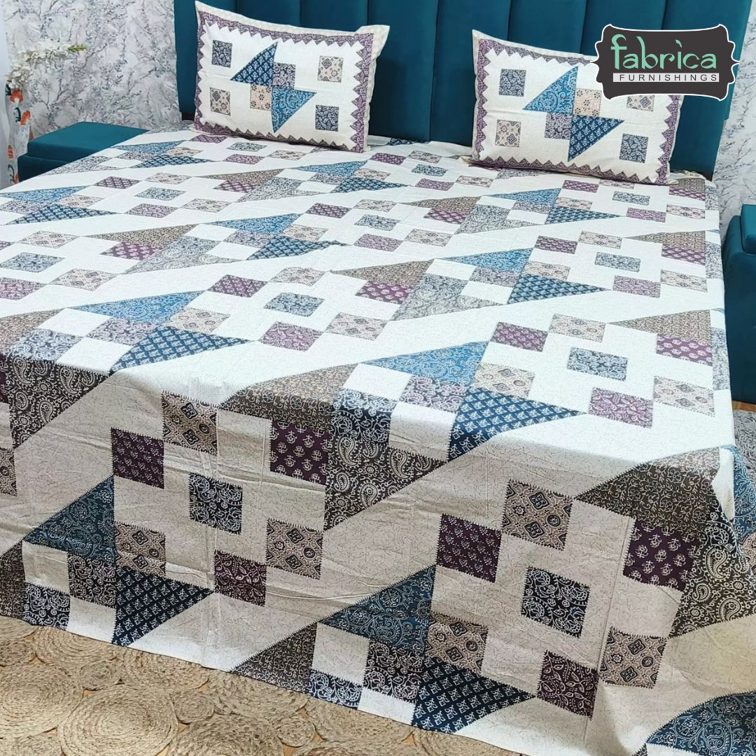Sitara Handblock Designer Printed Premium Pure Cotton Kingsize Bed Sheets