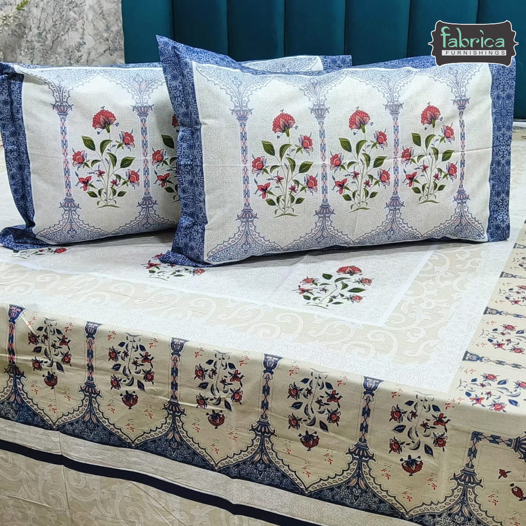 Chinar Bagh King Size Pure Cotton Bedsheet Set