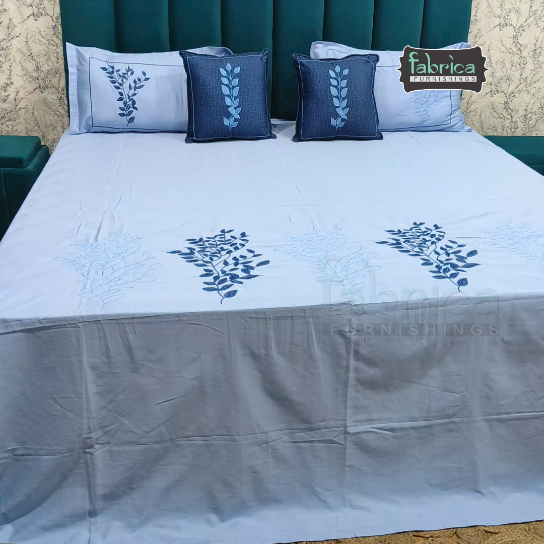 Crown Comfort Superfine Embroidered 5 piece King Size Bed Sheet